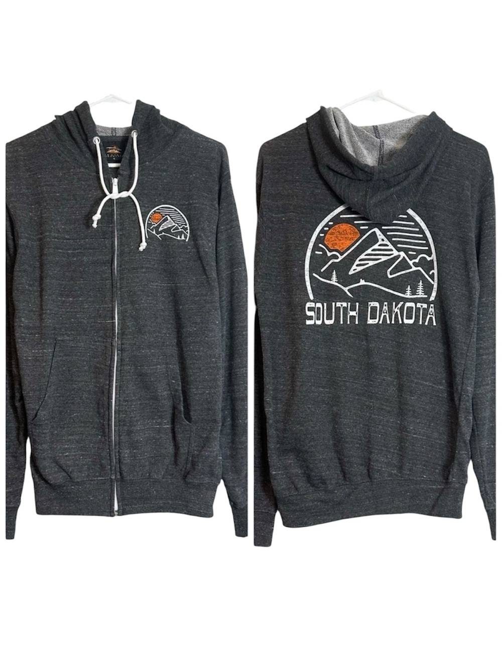 Prairie Mountain South Dakota Graphic Hooded Zip Front Sweatshirt Hoodie
